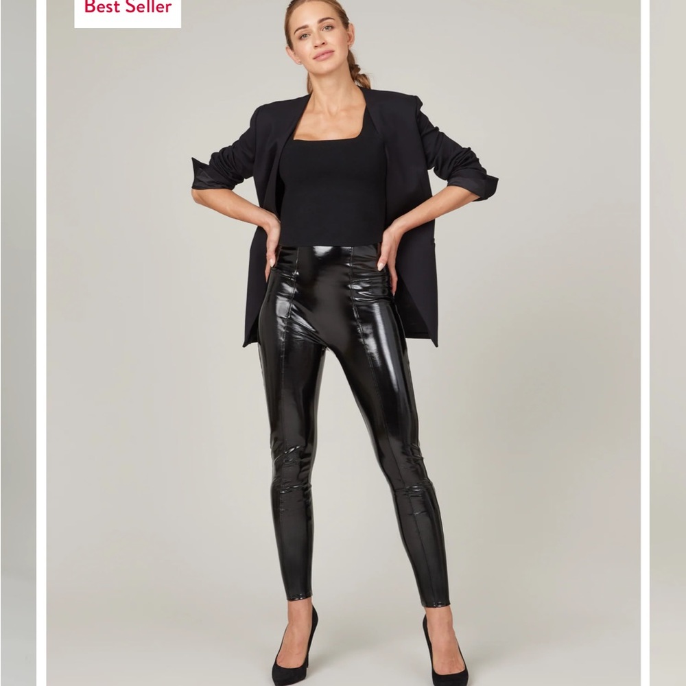 spanx faux patent leather leggings size 1X